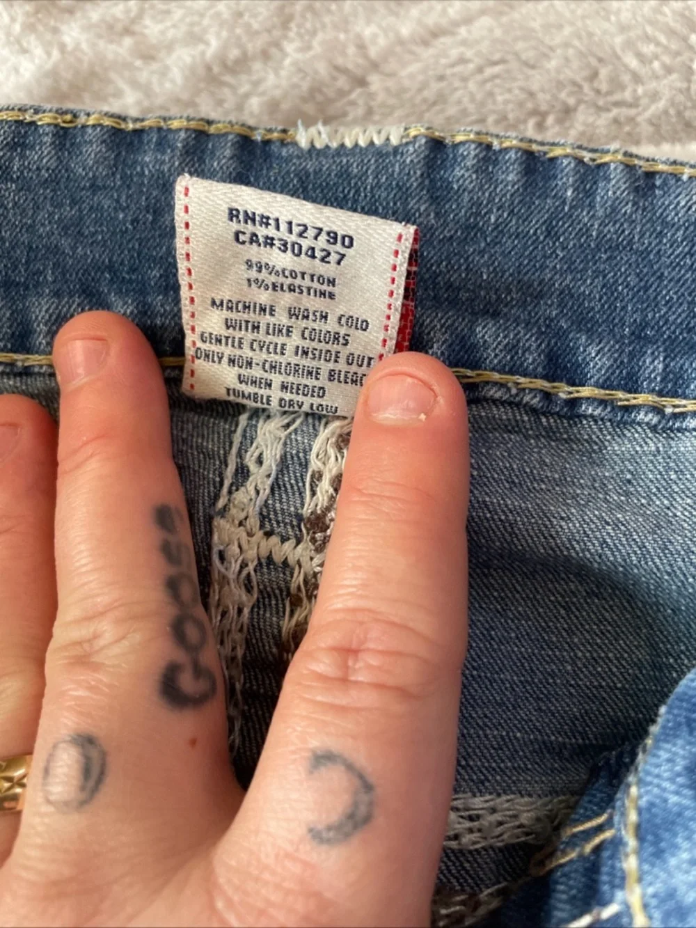 True Religion Embellished Back Pocket Jeans - Light Blue super Ricky t size 32